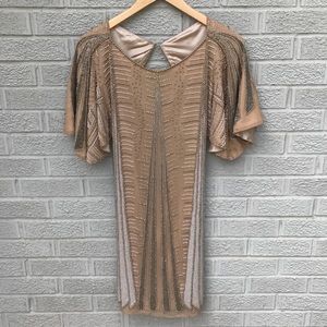 Parker Beaded Batwing Sleeve Cut Out Back Dress